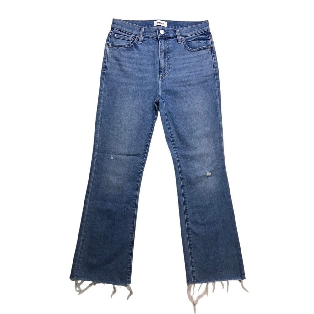 Pistola High Rise Raw Hem Distressed Crop Flare Jeans Blue 27‎ P00016088SJ